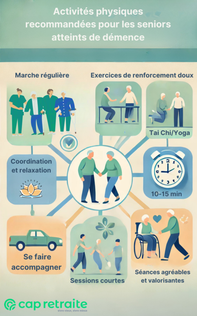 Activités physiques recommandées pour les seniors atteints de démence